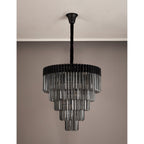NL89849 Vienna 19 Light 5 Tier Round Pendant Matt Black Smoked