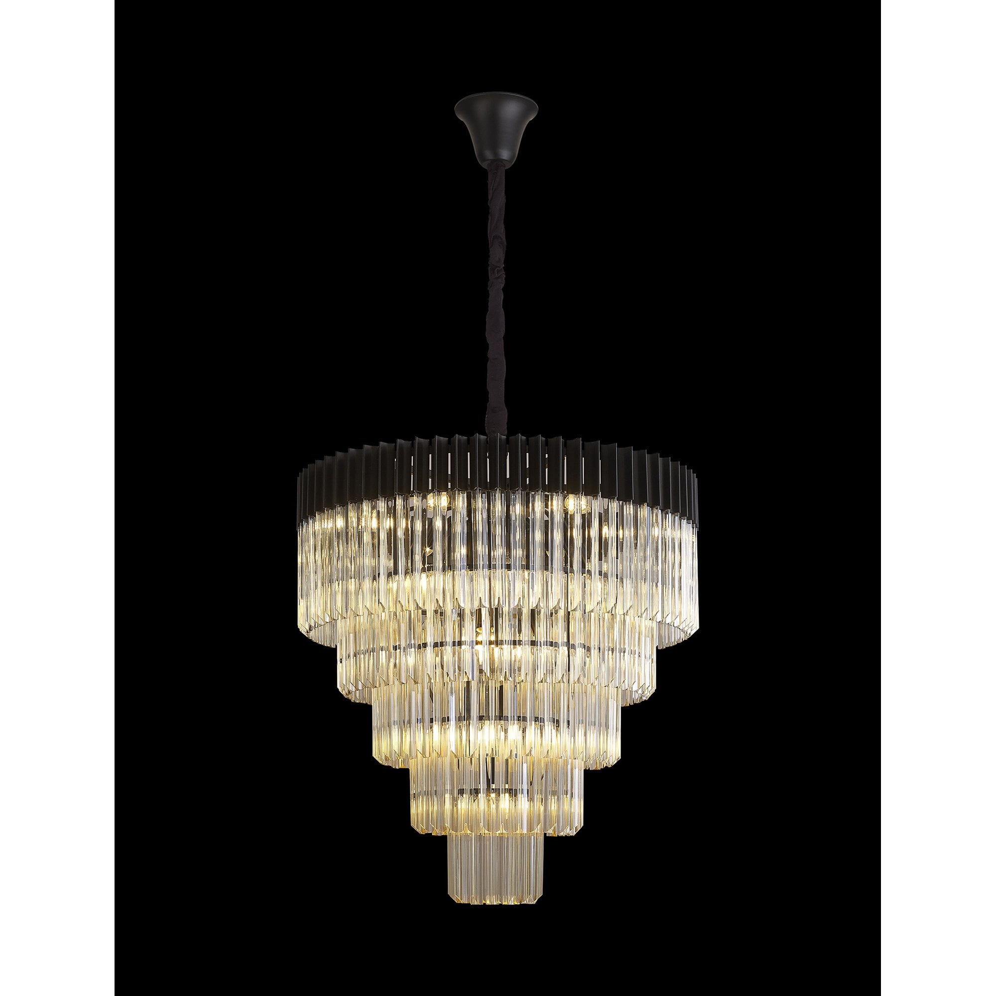NL89859 Vienna 19 Light 5 Tier Round Pendant Matt Black Cognac