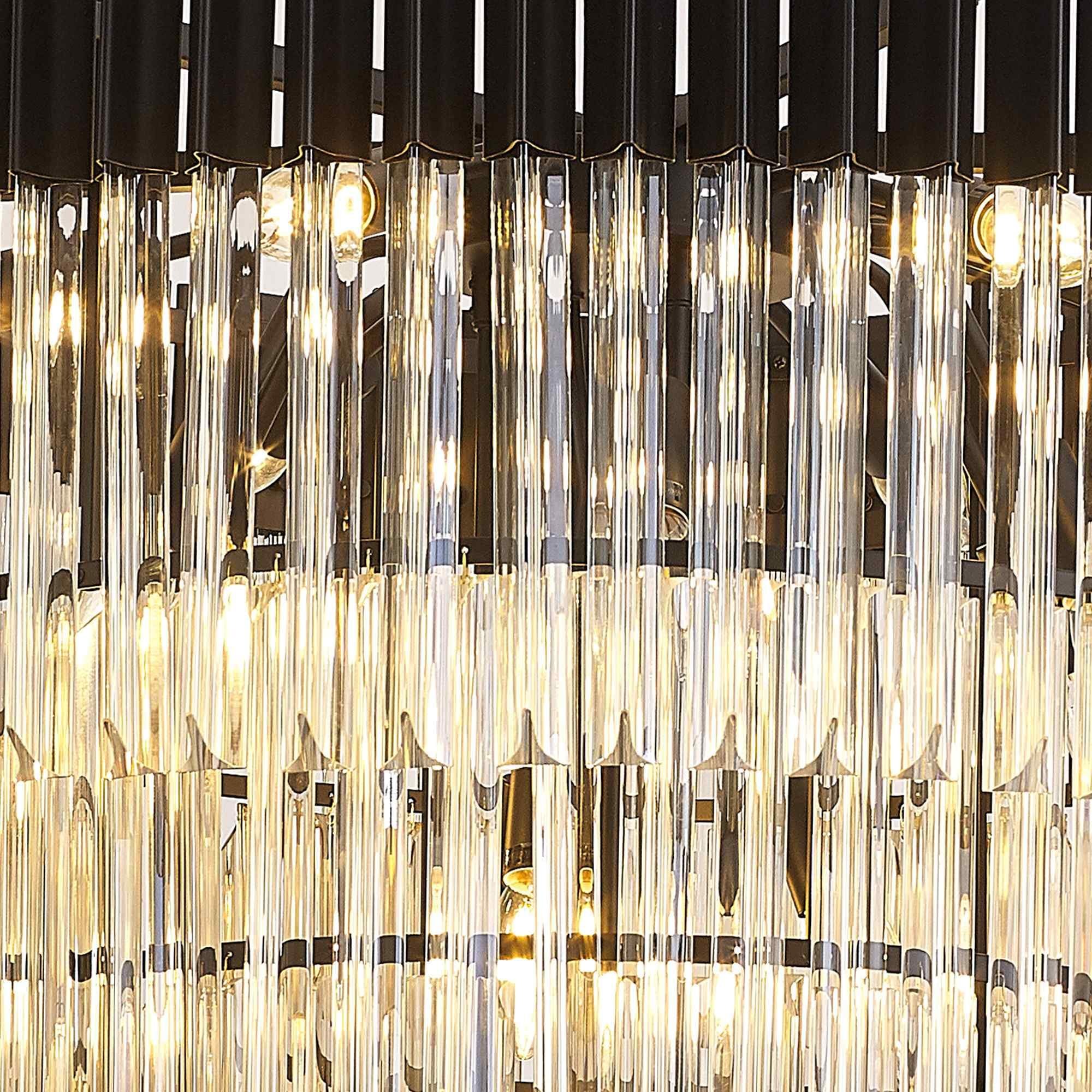 NL89859 Vienna 19 Light 5 Tier Round Pendant Matt Black Cognac