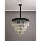 NL89859 Vienna 19 Light 5 Tier Round Pendant Matt Black Cognac