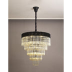 NL89859 Vienna 19 Light 5 Tier Round Pendant Matt Black Cognac