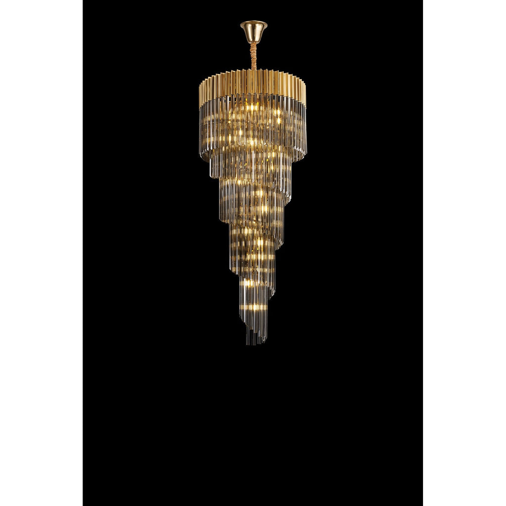 NL89869 Vienna 23 Light 5 Tier Round Pendant Brass Smoked