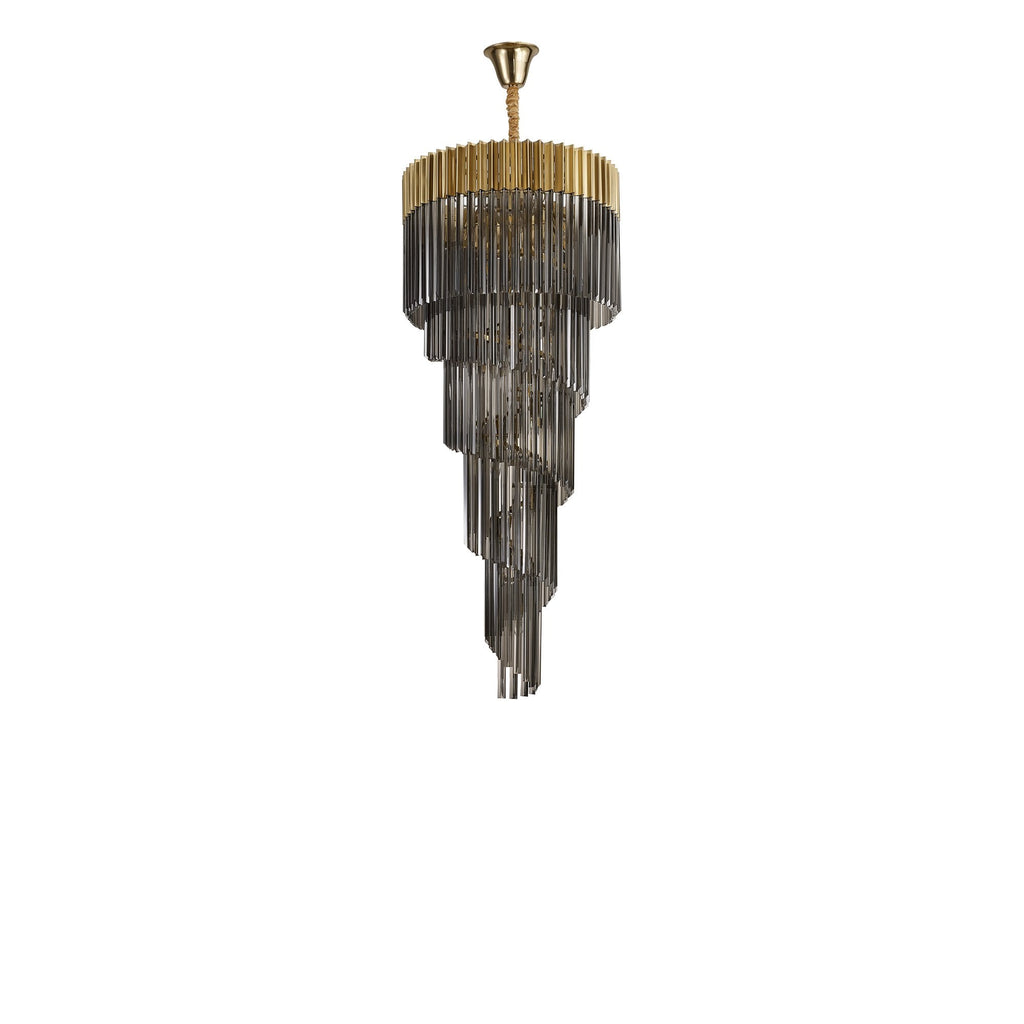 NL89869 Vienna 23 Light 5 Tier Round Pendant Brass Smoked