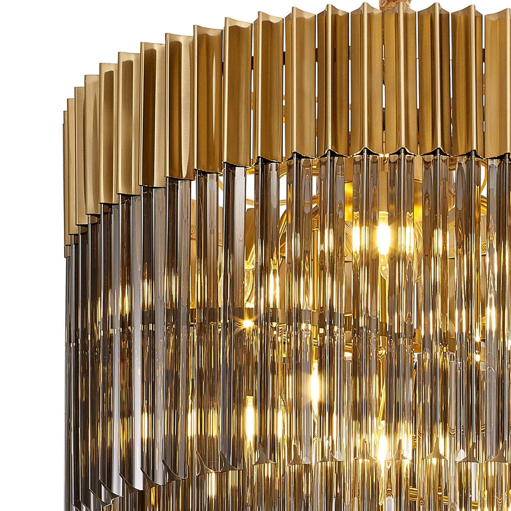 NL89869 Vienna 23 Light 5 Tier Round Pendant Brass Smoked
