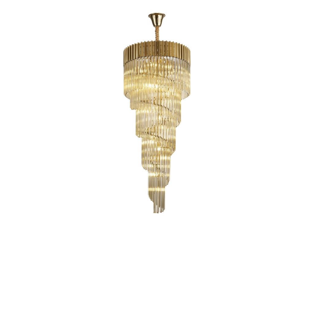 NL89879 Vienna 23 Light 5 Tier Round Pendant Brass Cognac