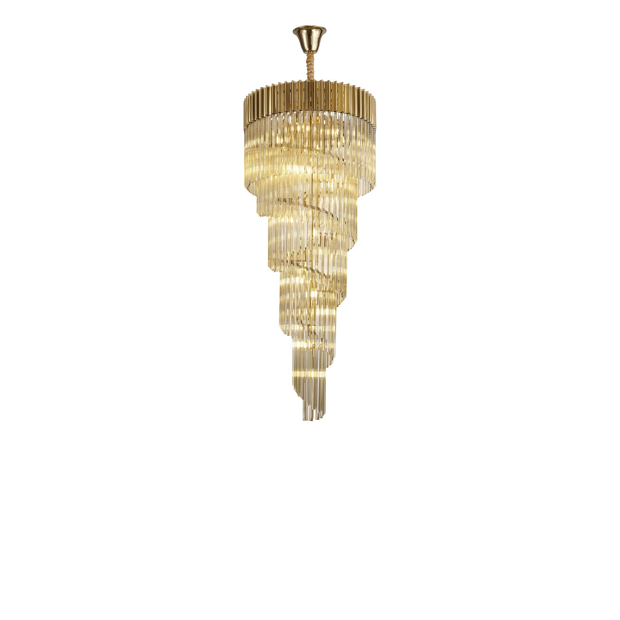 NL89879 Vienna 23 Light 5 Tier Round Pendant Brass Cognac