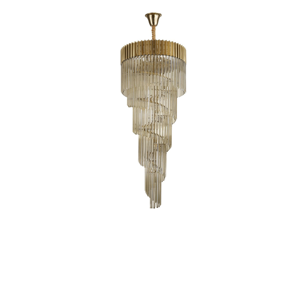 NL89879 Vienna 23 Light 5 Tier Round Pendant Brass Cognac