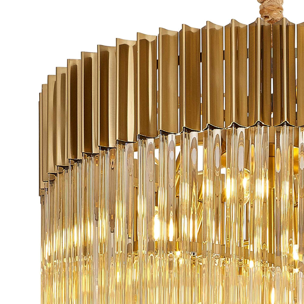 NL89879 Vienna 23 Light 5 Tier Round Pendant Brass Cognac