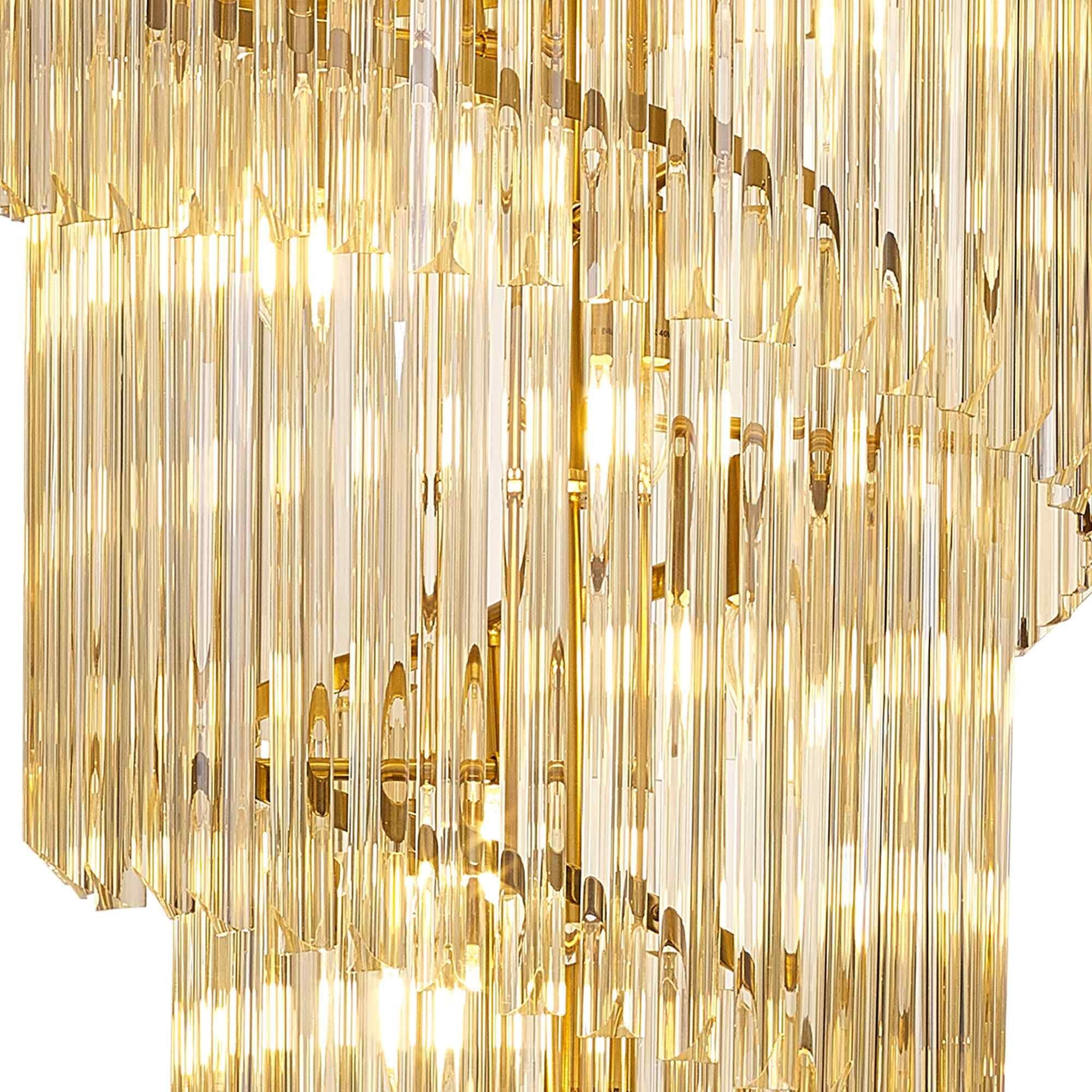 NL89879 Vienna 23 Light 5 Tier Round Pendant Brass Cognac