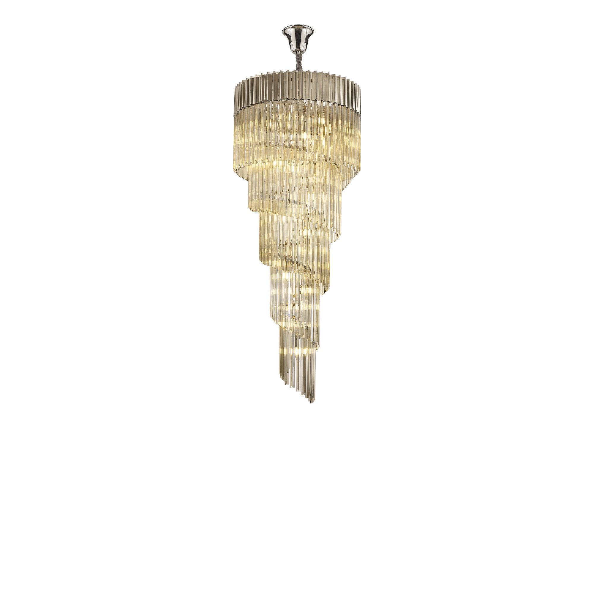 NL89889 Vienna 23 Light 5 Tier Round Pendant Polished Nickel Cognac