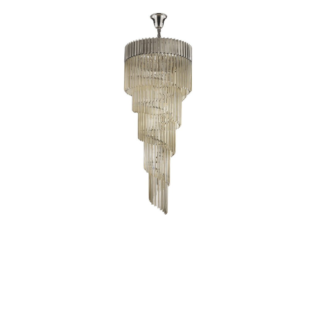 NL89889 Vienna 23 Light 5 Tier Round Pendant Polished Nickel Cognac