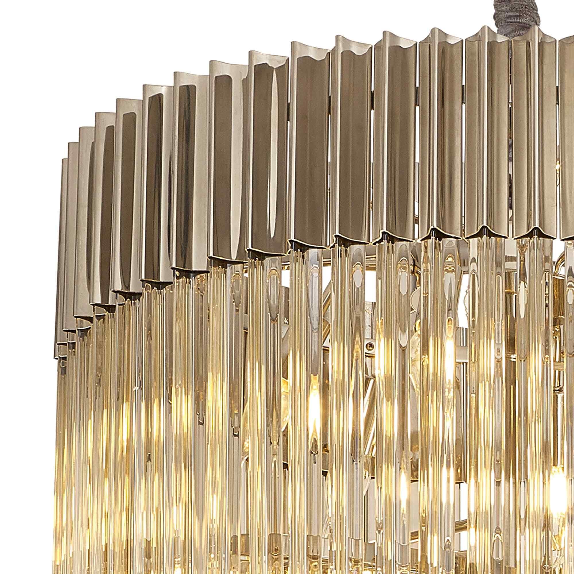 NL89889 Vienna 23 Light 5 Tier Round Pendant Polished Nickel Cognac