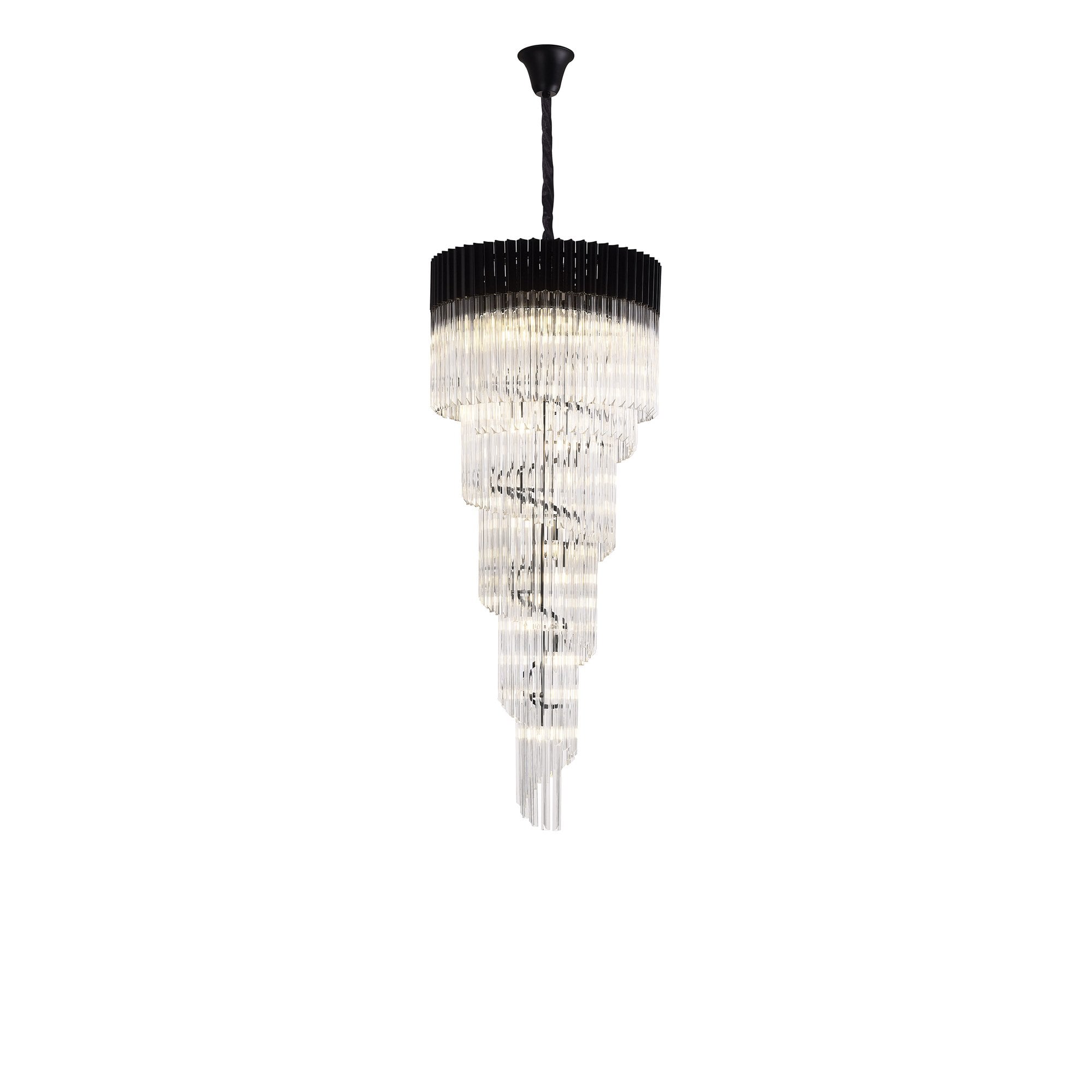NL89899 Vienna 23 Light 5 Tier Round Pendant Matt Black Clear