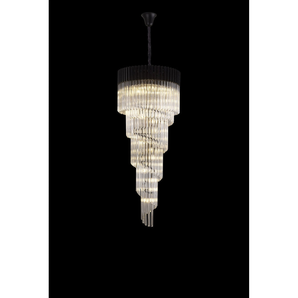 NL89899 Vienna 23 Light 5 Tier Round Pendant Matt Black Clear