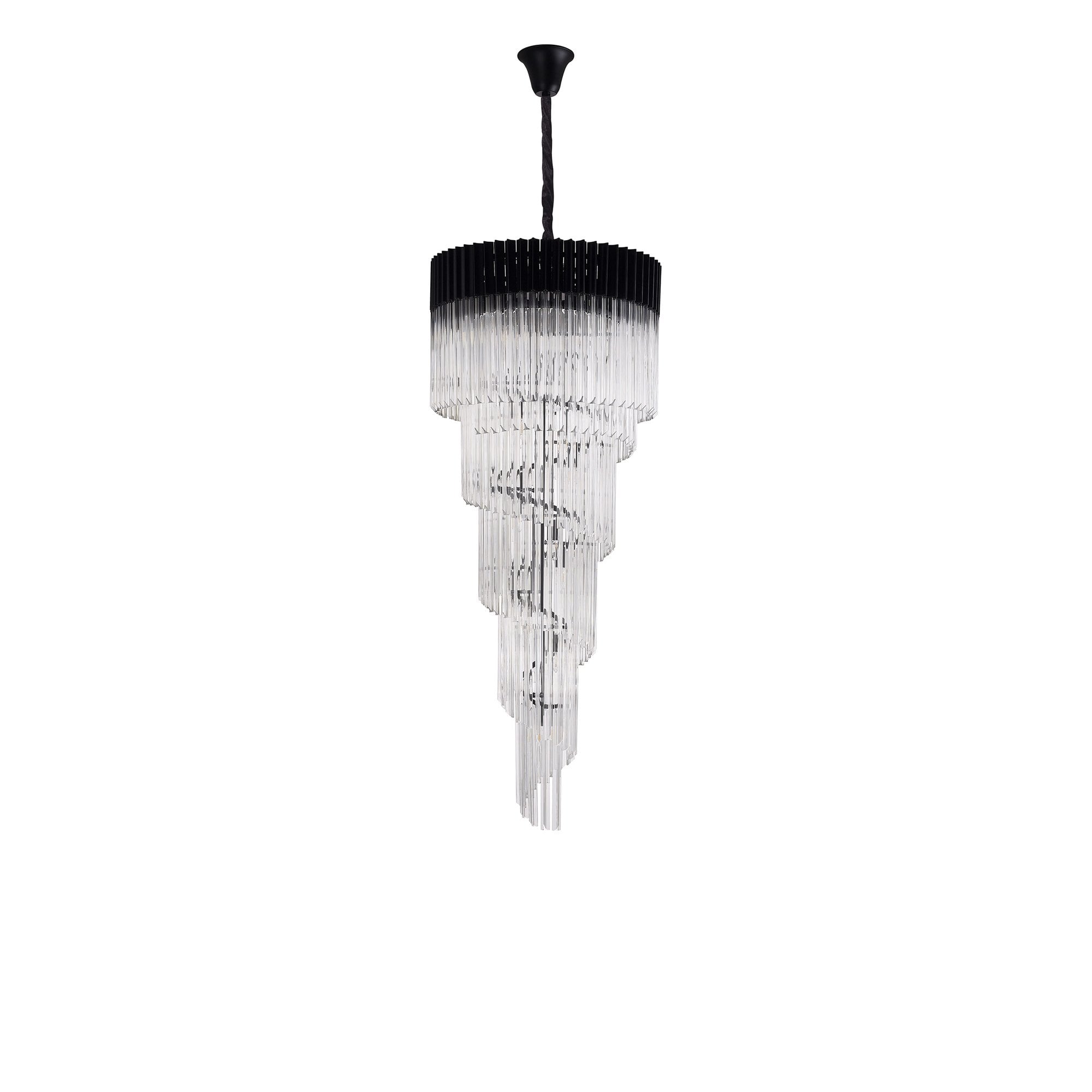 NL89899 Vienna 23 Light 5 Tier Round Pendant Matt Black Clear