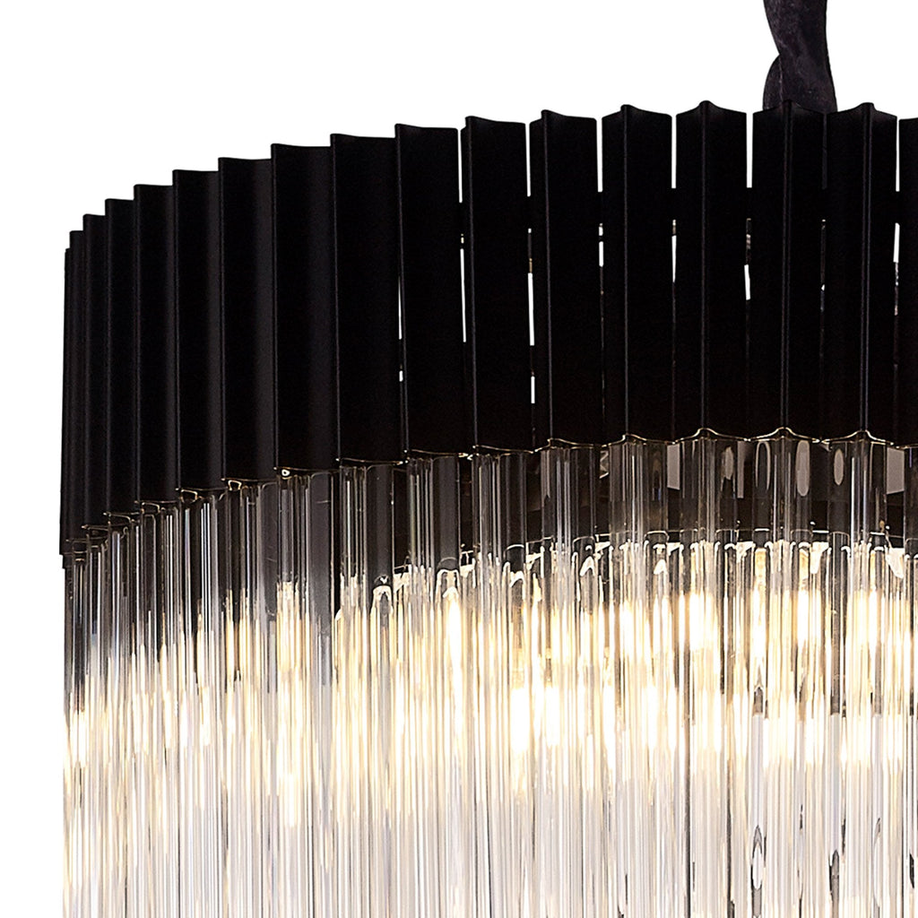 NL89899 Vienna 23 Light 5 Tier Round Pendant Matt Black Clear