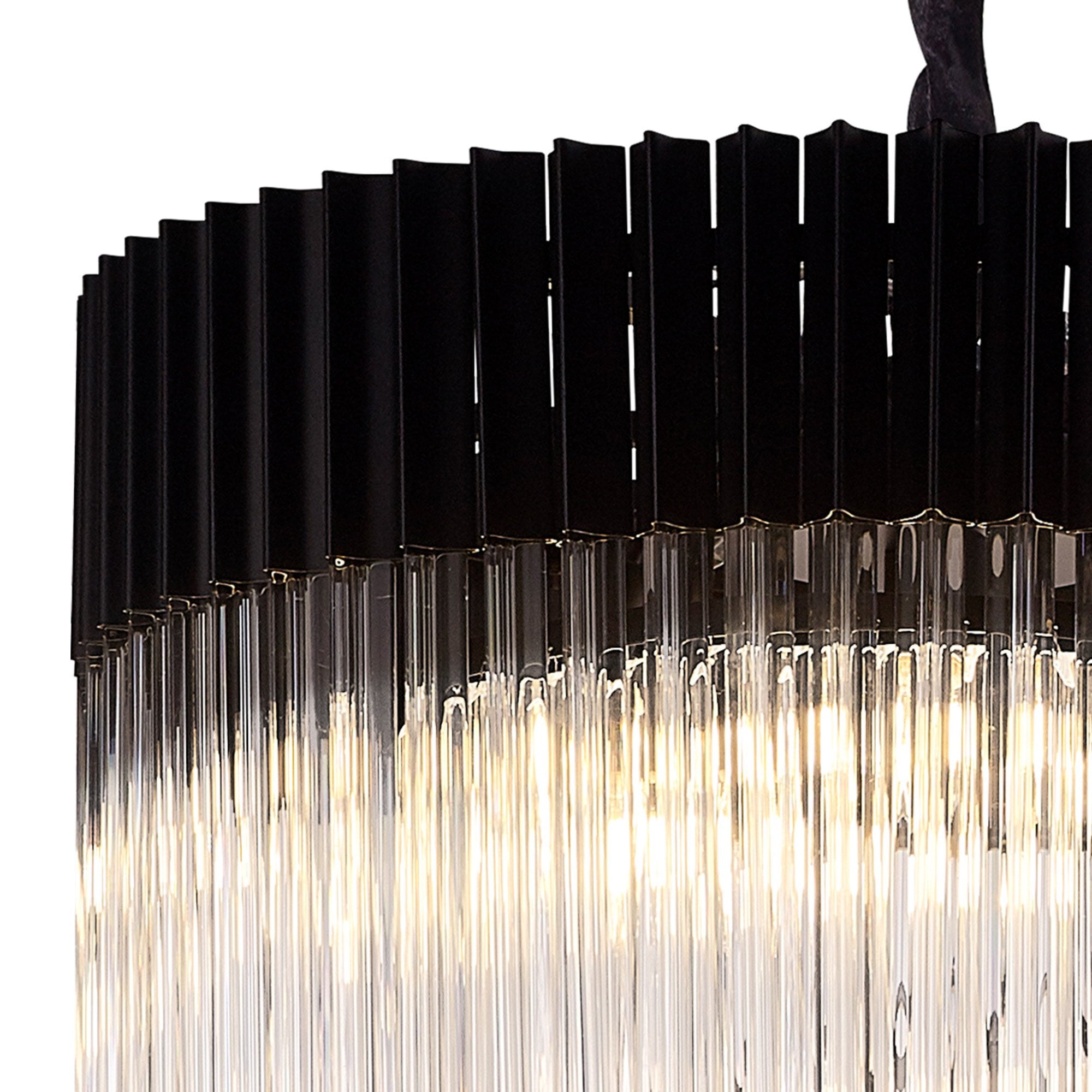 NL89899 Vienna 23 Light 5 Tier Round Pendant Matt Black Clear
