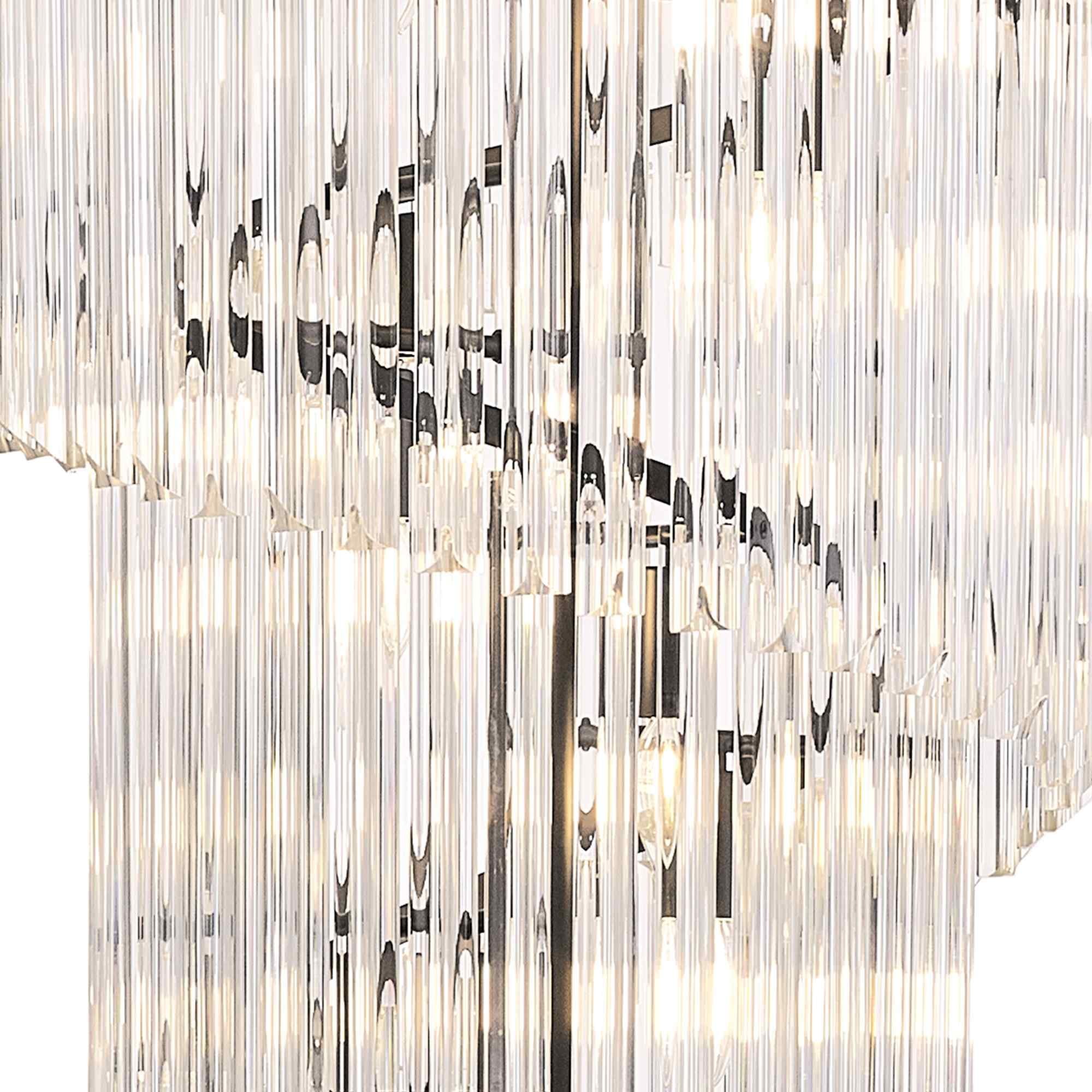 NL89899 Vienna 23 Light 5 Tier Round Pendant Matt Black Clear