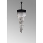 NL89899 Vienna 23 Light 5 Tier Round Pendant Matt Black Clear