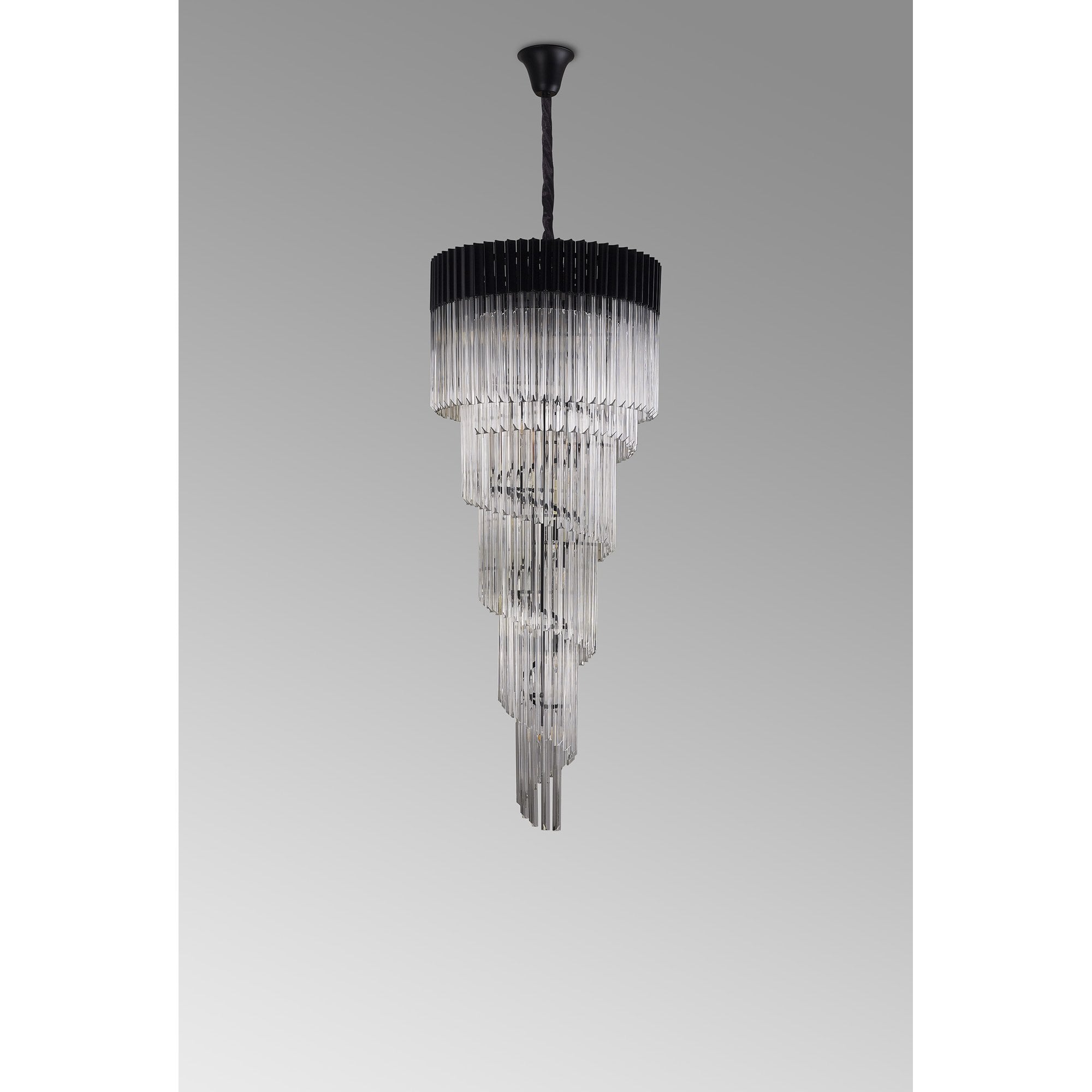 NL89899 Vienna 23 Light 5 Tier Round Pendant Matt Black Clear