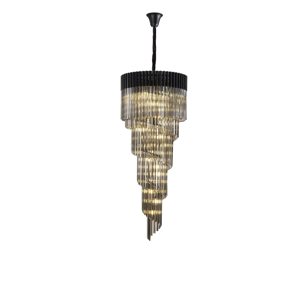 NL89909 Vienna 23 Light 5 Tier Round Pendant Matt Black Smoked