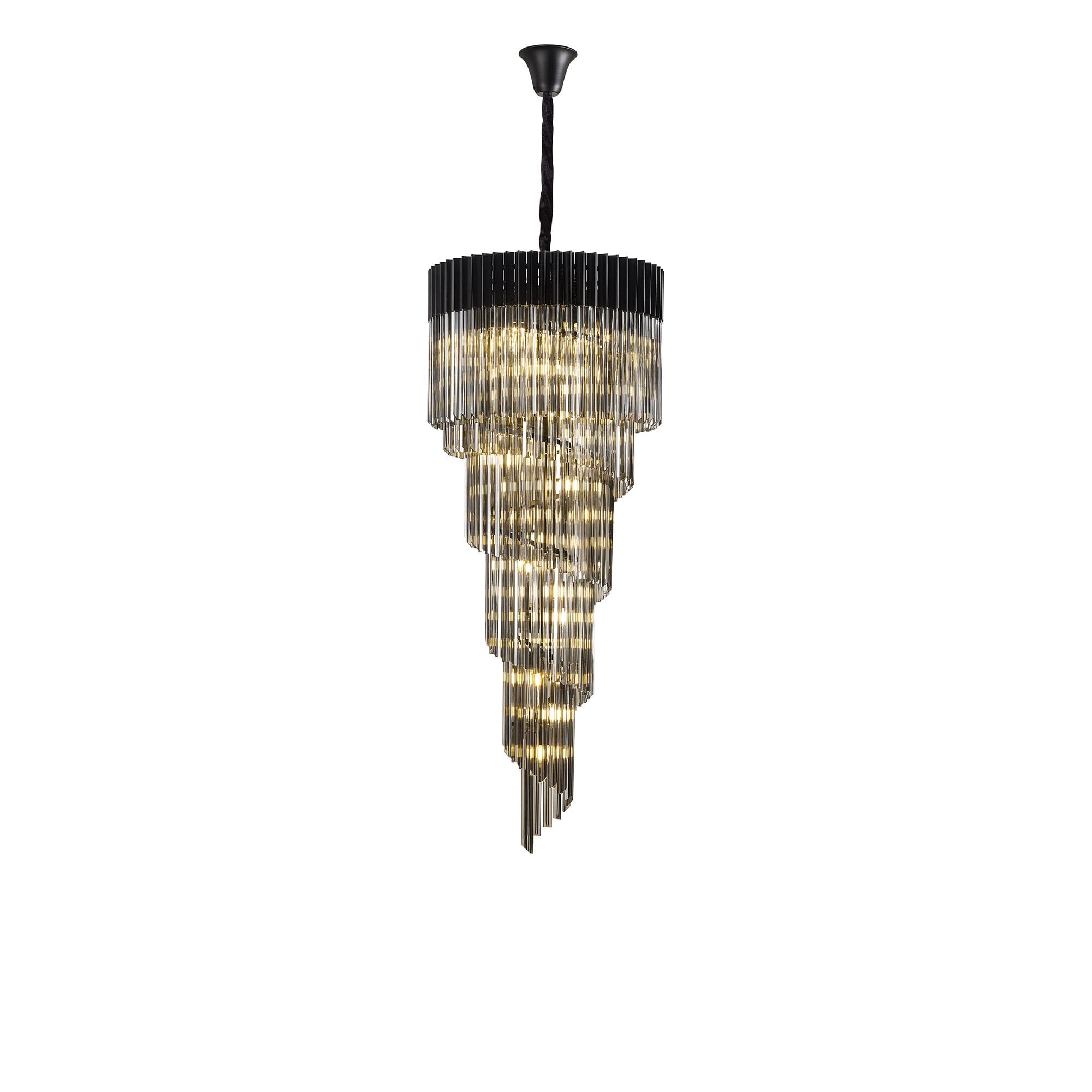 NL89909 Vienna 23 Light 5 Tier Round Pendant Matt Black Smoked