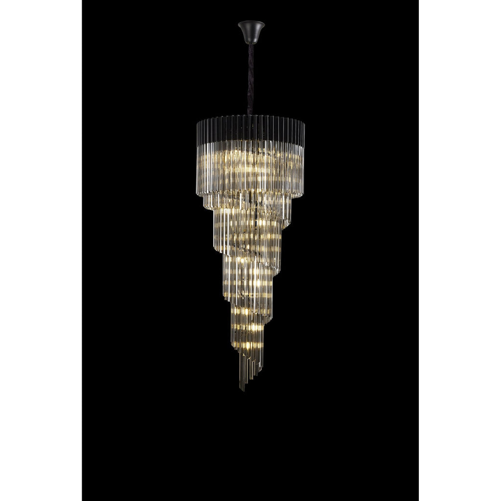 NL89909 Vienna 23 Light 5 Tier Round Pendant Matt Black Smoked