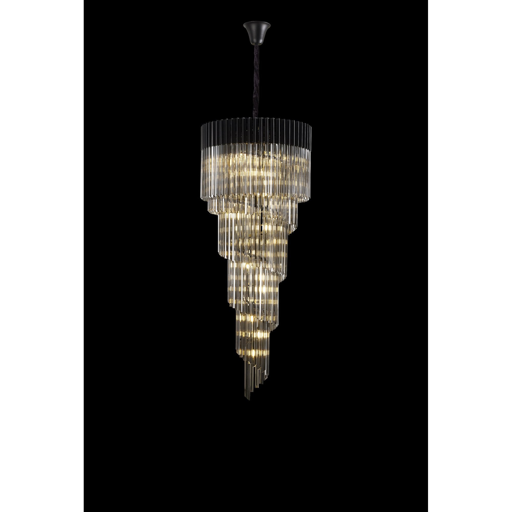 NL89909 Vienna 23 Light 5 Tier Round Pendant Matt Black Smoked