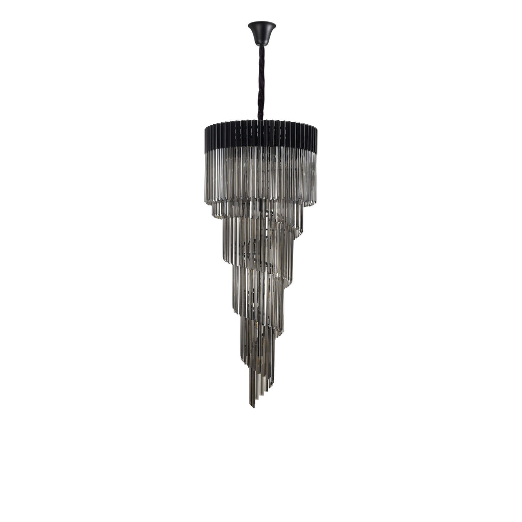 NL89909 Vienna 23 Light 5 Tier Round Pendant Matt Black Smoked