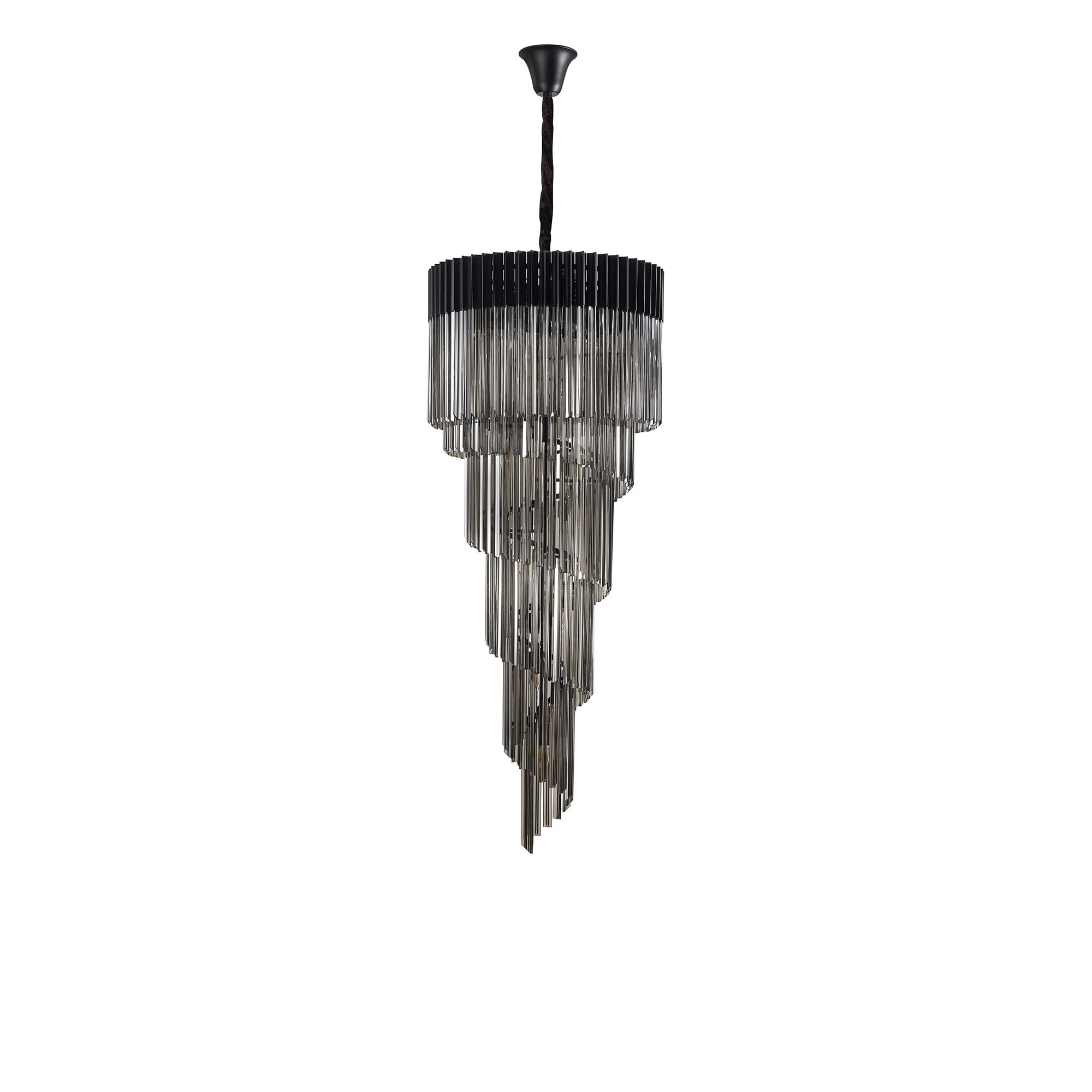 NL89909 Vienna 23 Light 5 Tier Round Pendant Matt Black Smoked
