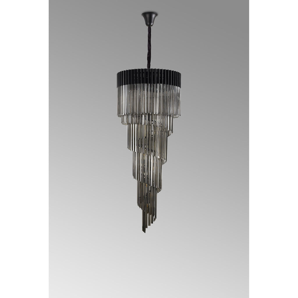 NL89909 Vienna 23 Light 5 Tier Round Pendant Matt Black Smoked
