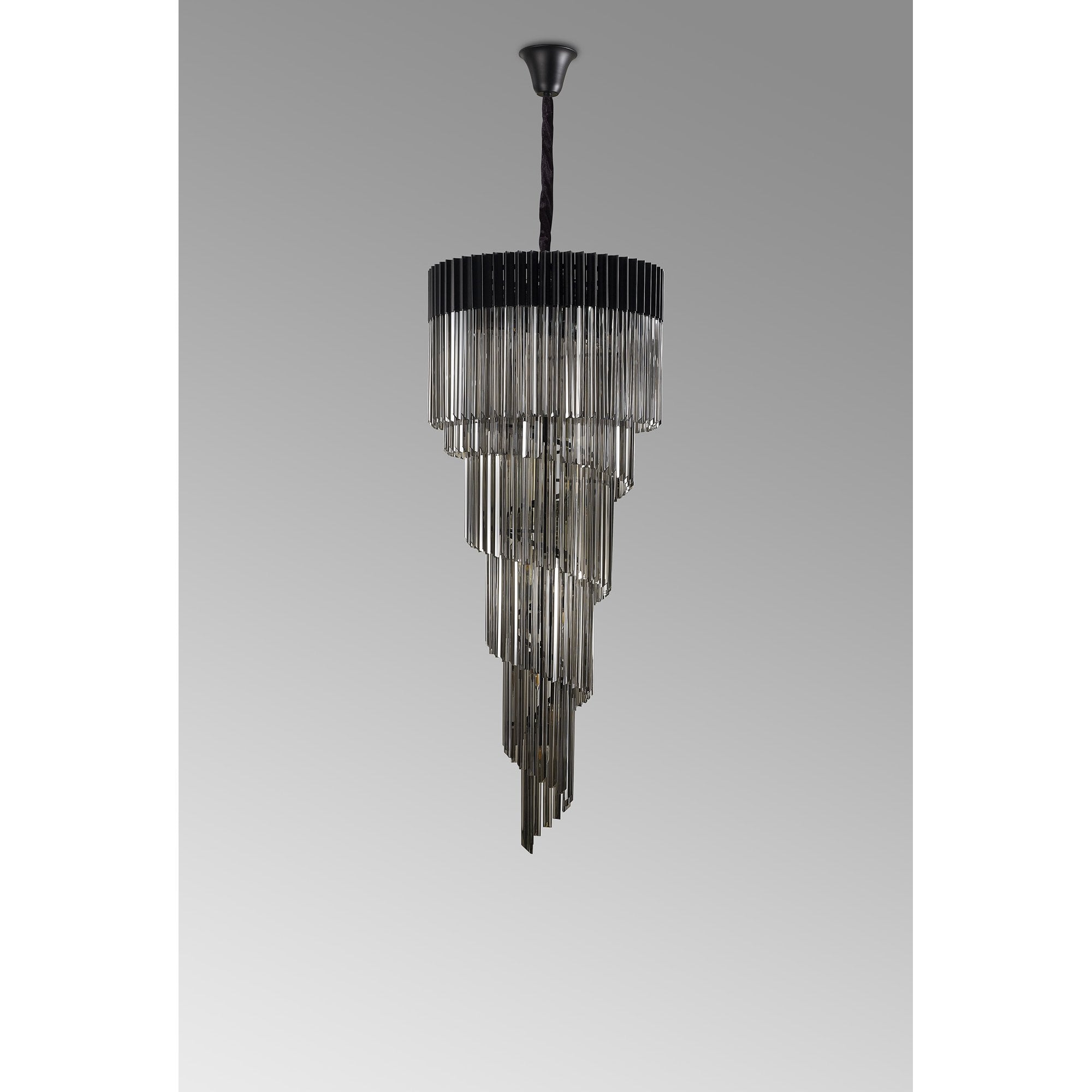 NL89909 Vienna 23 Light 5 Tier Round Pendant Matt Black Smoked