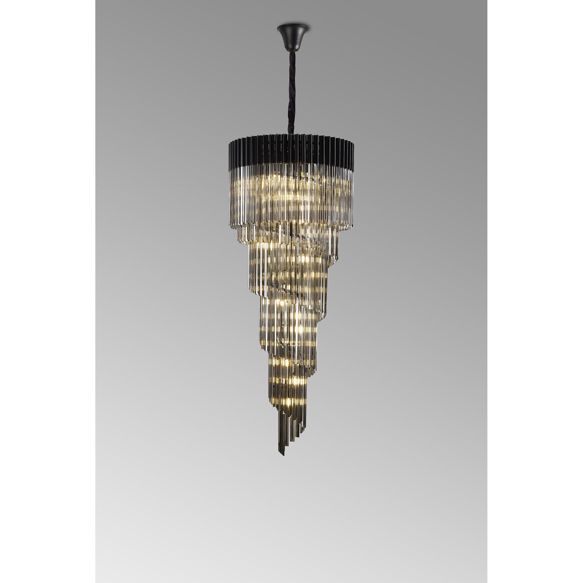 NL89909 Vienna 23 Light 5 Tier Round Pendant Matt Black Smoked