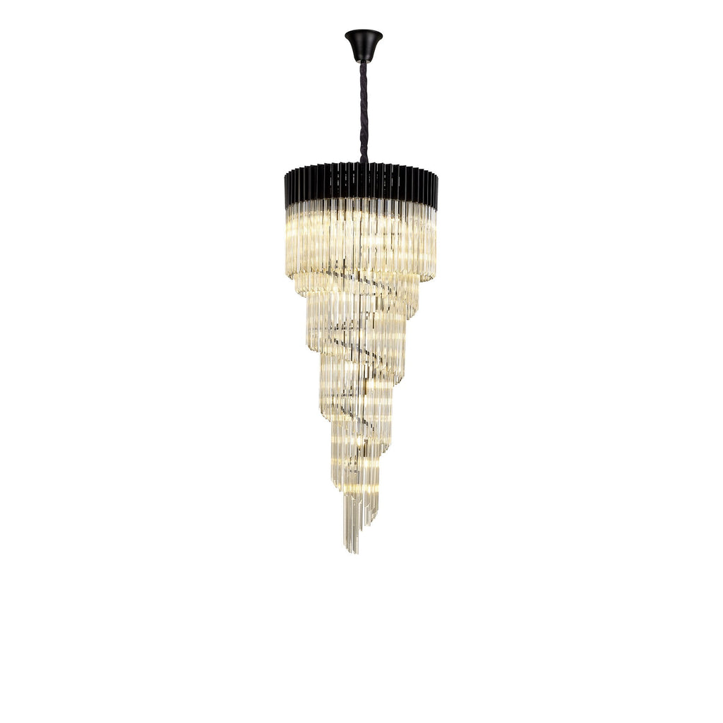 NL89919 Vienna 23 Light 5 Tier Round Pendant Matt Black Cognac