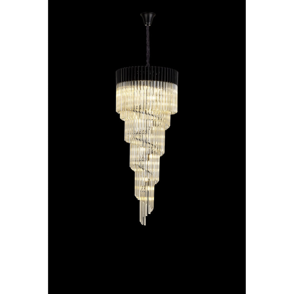 NL89919 Vienna 23 Light 5 Tier Round Pendant Matt Black Cognac
