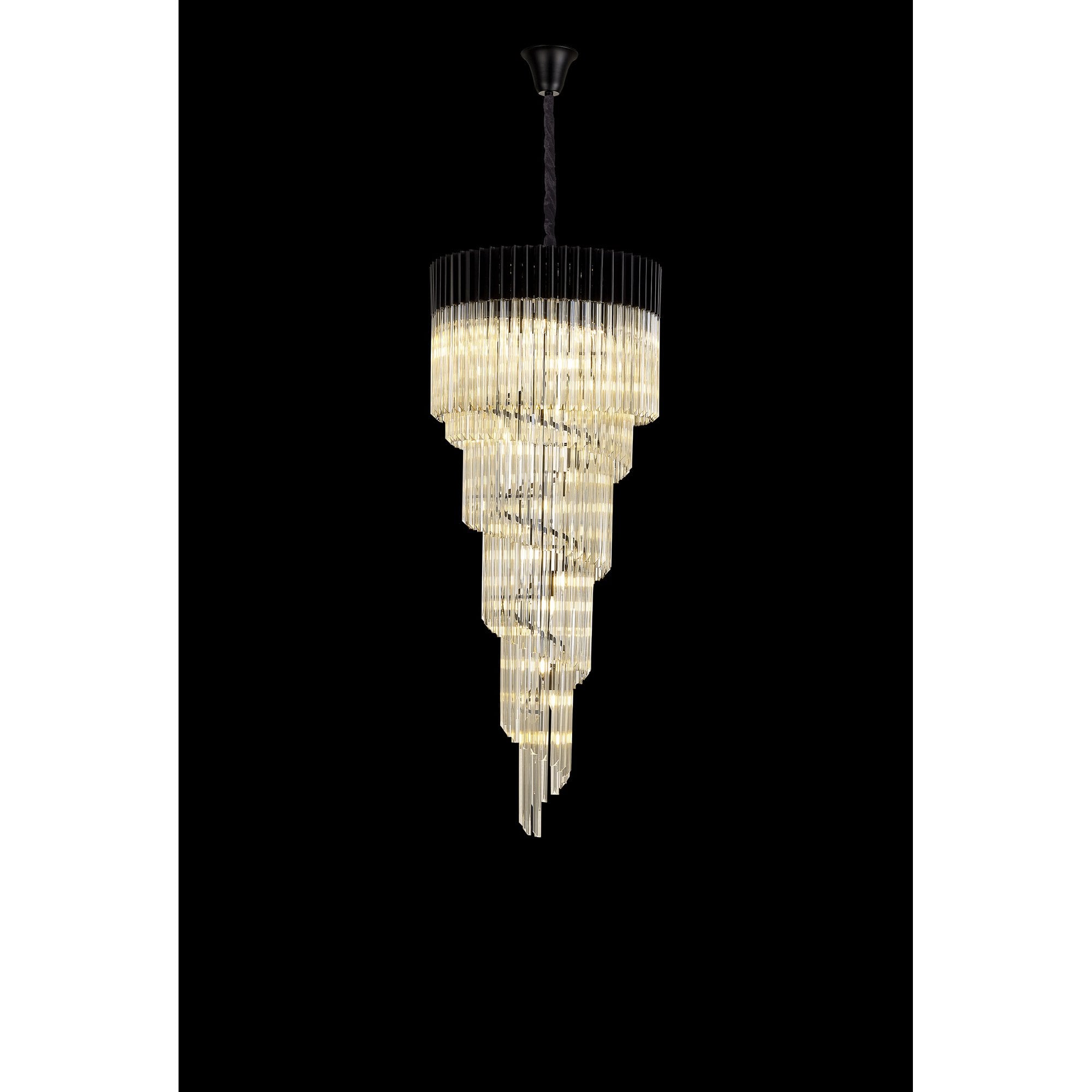 NL89919 Vienna 23 Light 5 Tier Round Pendant Matt Black Cognac