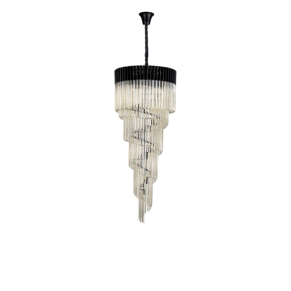 NL89919 Vienna 23 Light 5 Tier Round Pendant Matt Black Cognac