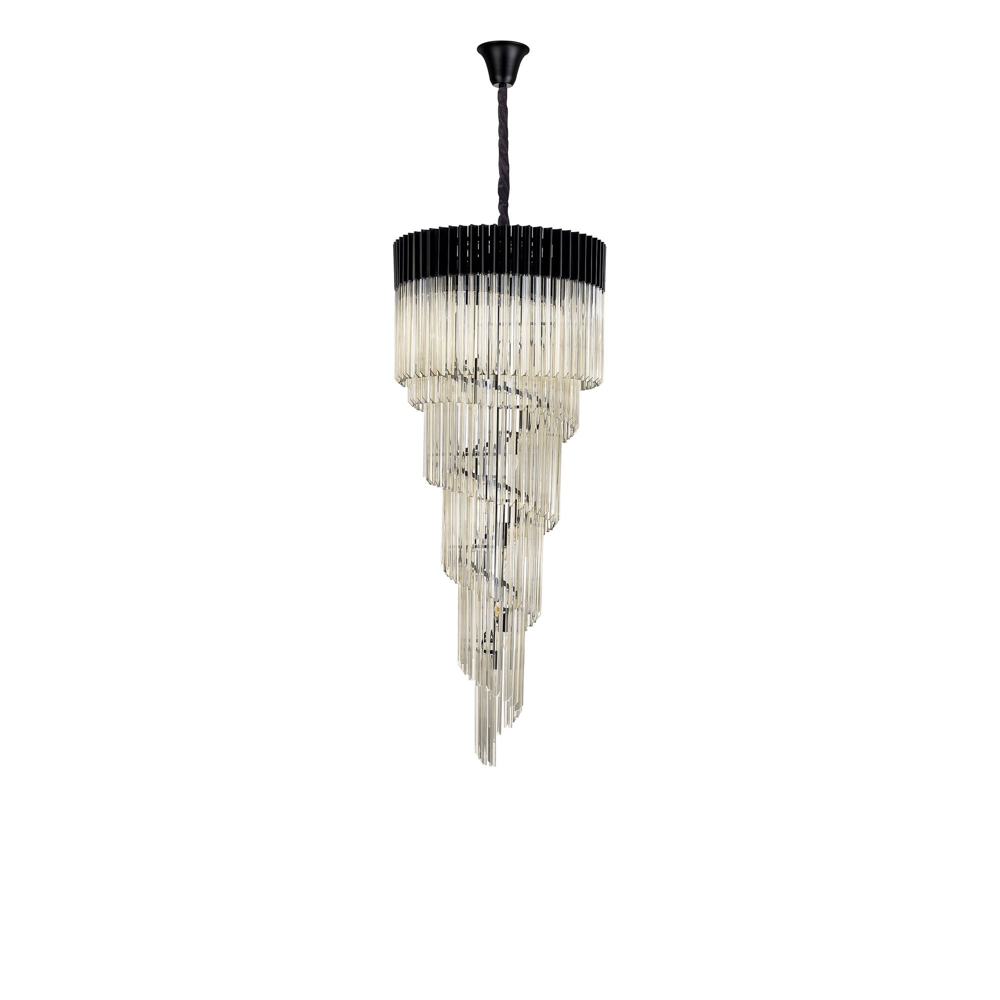 NL89919 Vienna 23 Light 5 Tier Round Pendant Matt Black Cognac