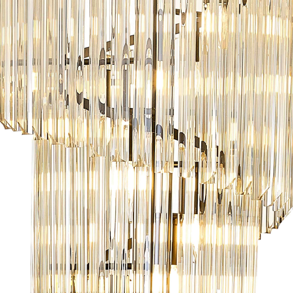 NL89919 Vienna 23 Light 5 Tier Round Pendant Matt Black Cognac