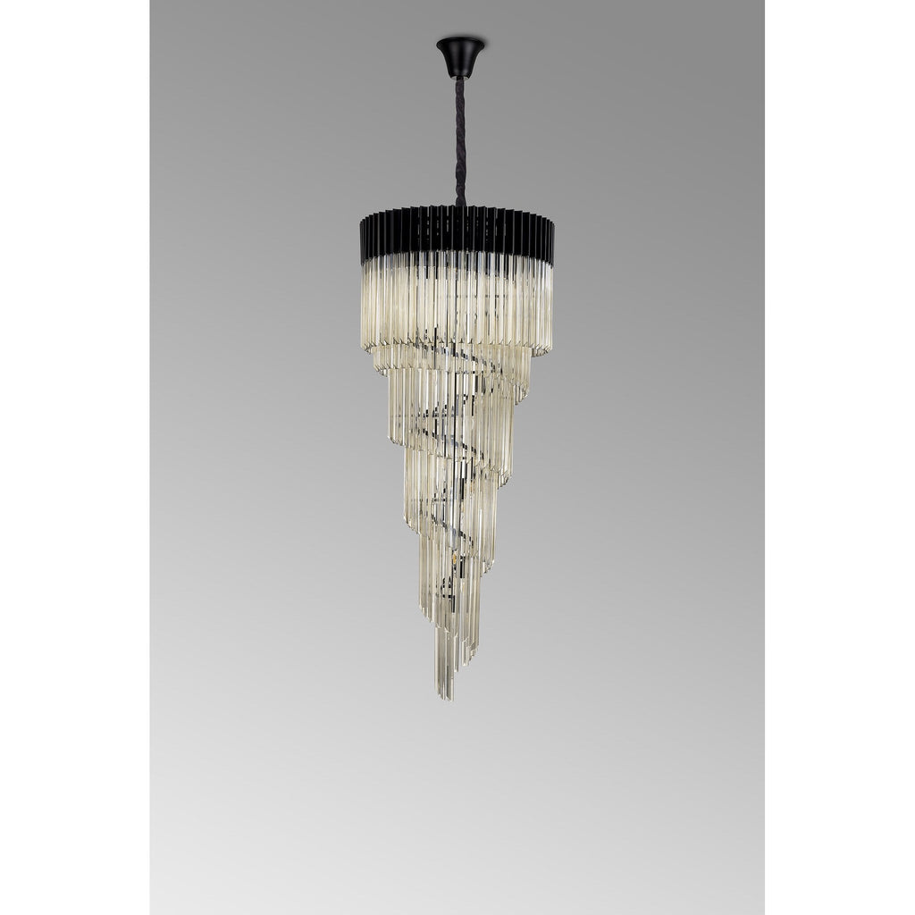 NL89919 Vienna 23 Light 5 Tier Round Pendant Matt Black Cognac