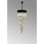 NL89919 Vienna 23 Light 5 Tier Round Pendant Matt Black Cognac
