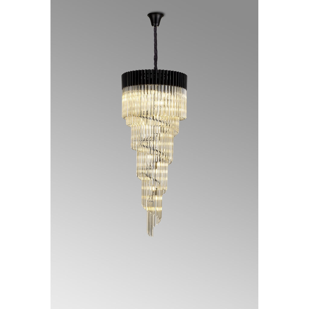 NL89919 Vienna 23 Light 5 Tier Round Pendant Matt Black Cognac