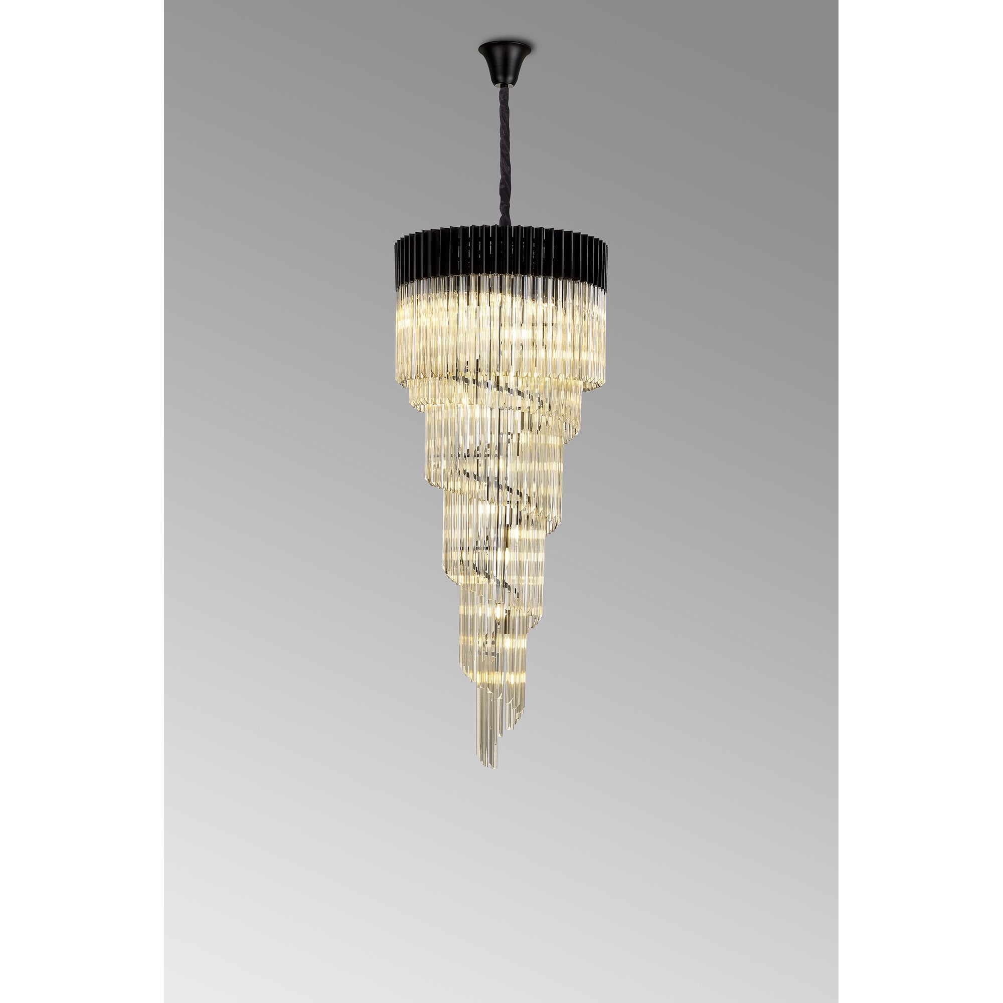 NL89919 Vienna 23 Light 5 Tier Round Pendant Matt Black Cognac