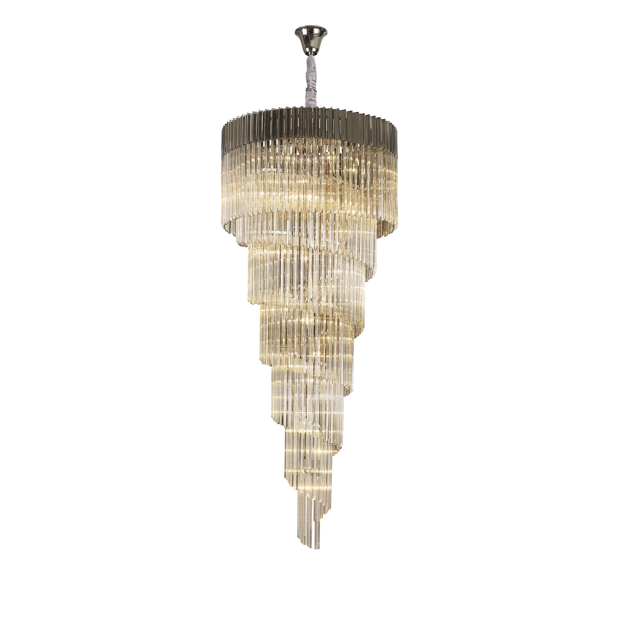 NL89949 Vienna 31 Light 7 Tier Round Pendant Polished Nickel Cognac