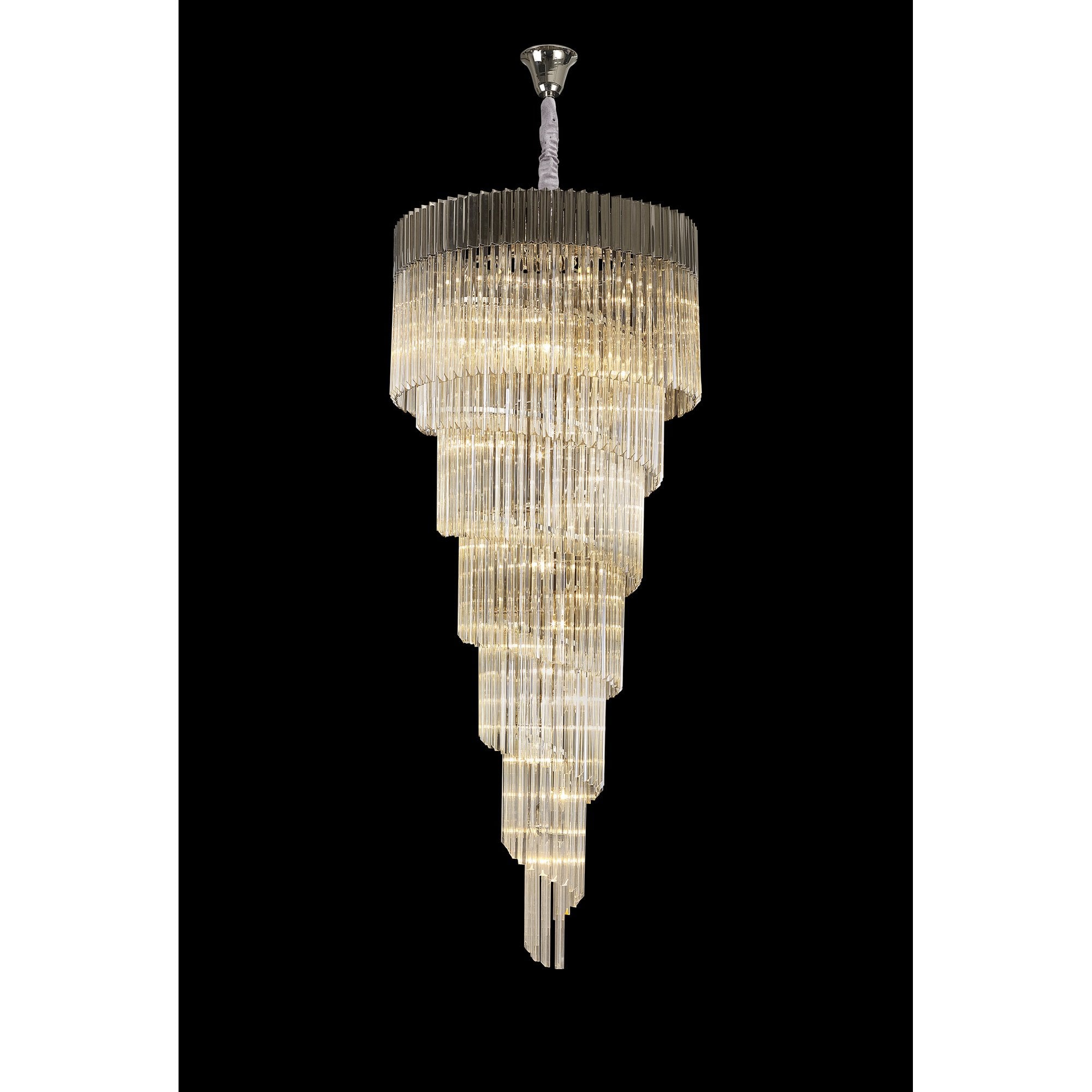 NL89949 Vienna 31 Light 7 Tier Round Pendant Polished Nickel Cognac