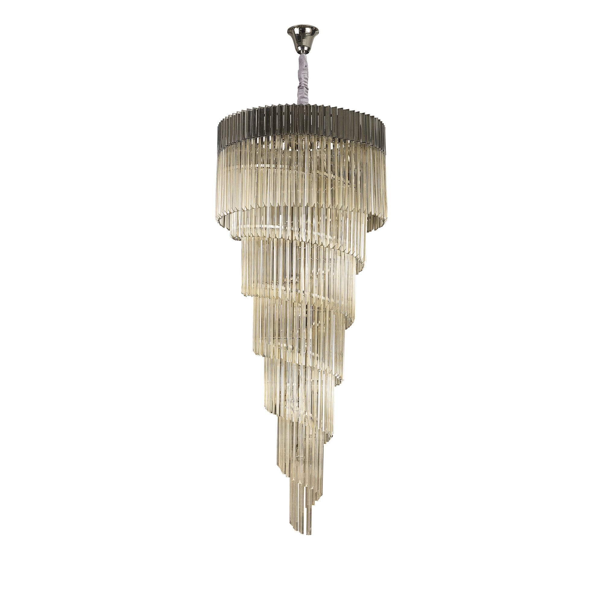 NL89949 Vienna 31 Light 7 Tier Round Pendant Polished Nickel Cognac