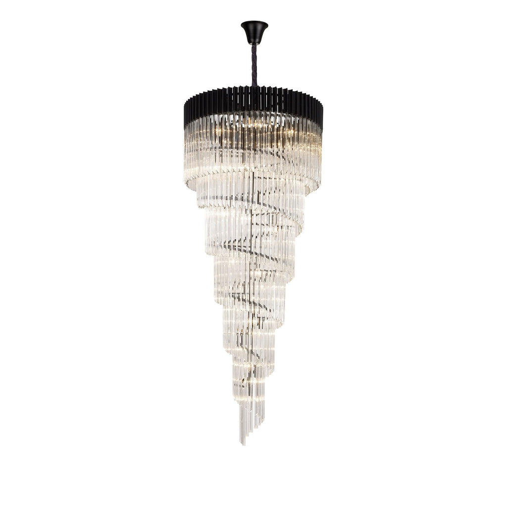 NL89959 Vienna 31 Light 7 Tier Round Pendant Matt Black Clear