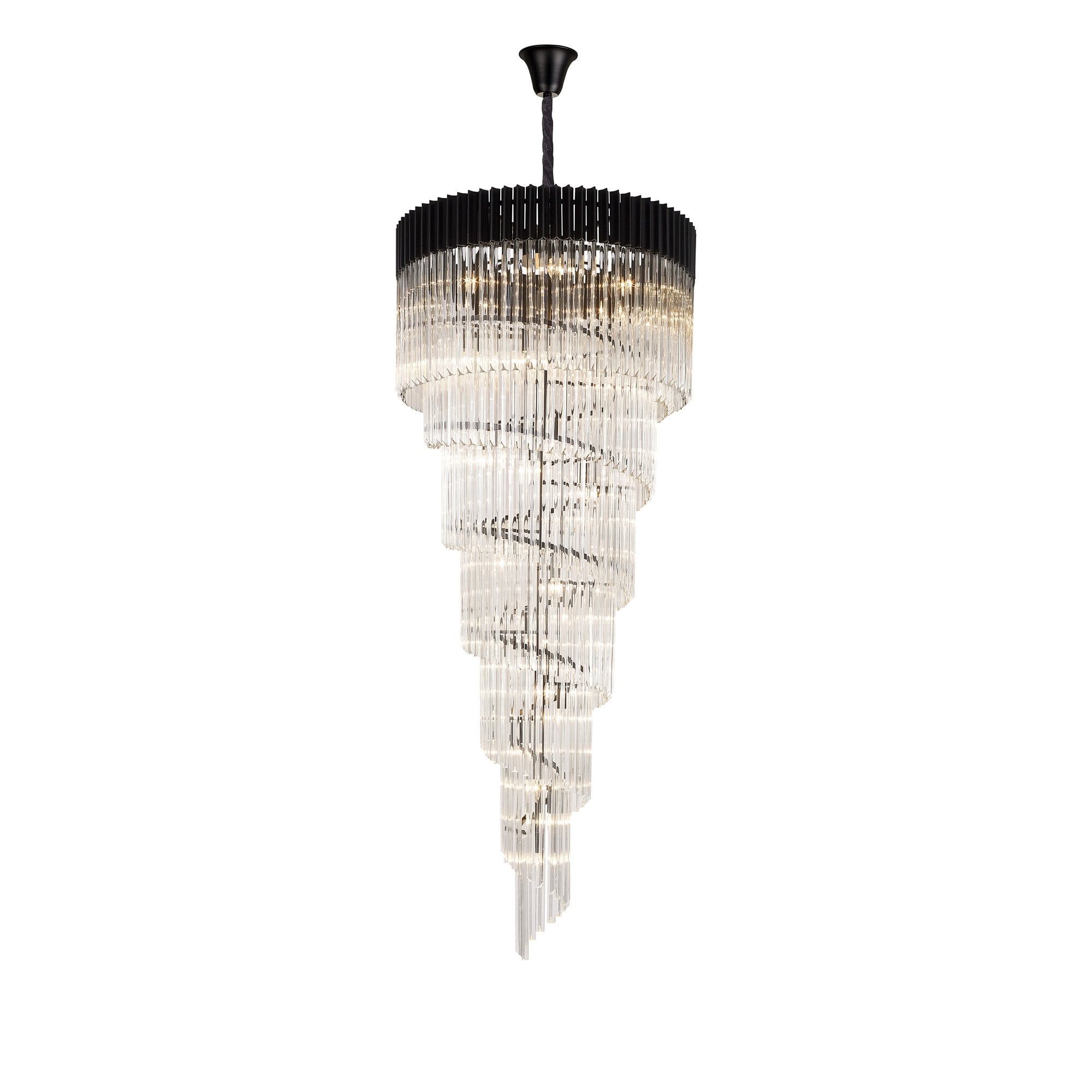 NL89959 Vienna 31 Light 7 Tier Round Pendant Matt Black Clear