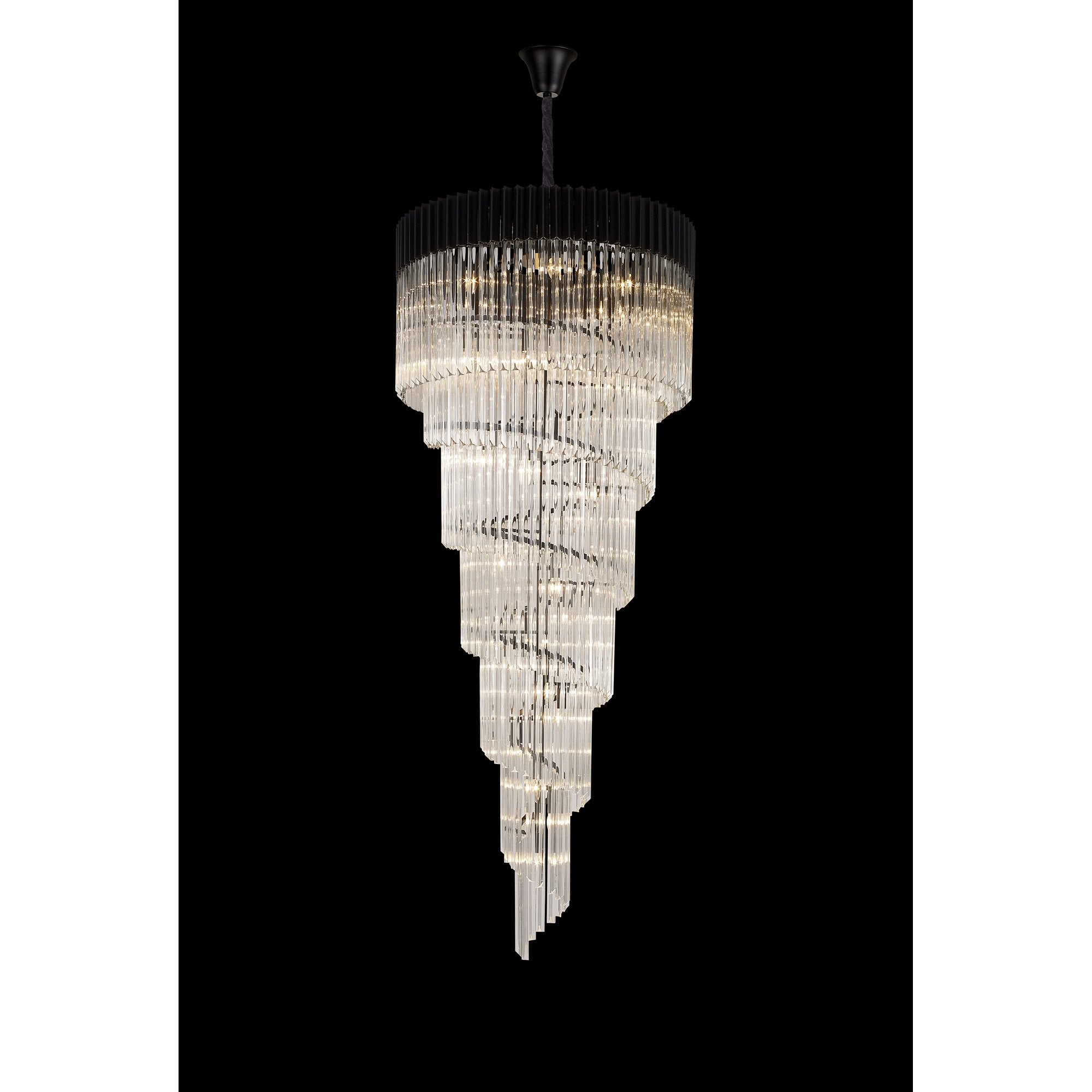 NL89959 Vienna 31 Light 7 Tier Round Pendant Matt Black Clear