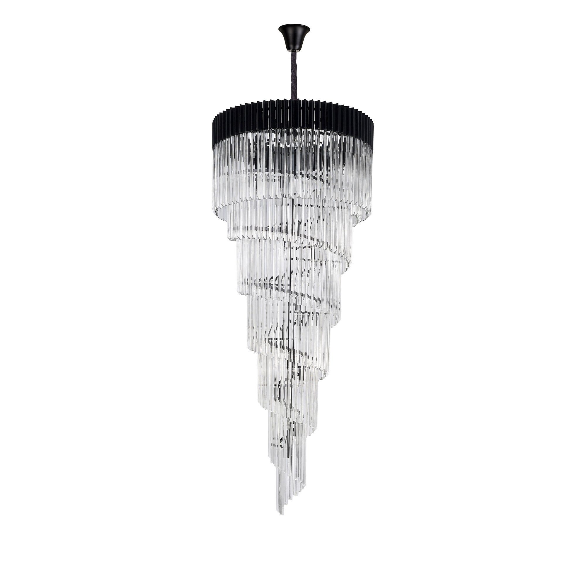 NL89959 Vienna 31 Light 7 Tier Round Pendant Matt Black Clear